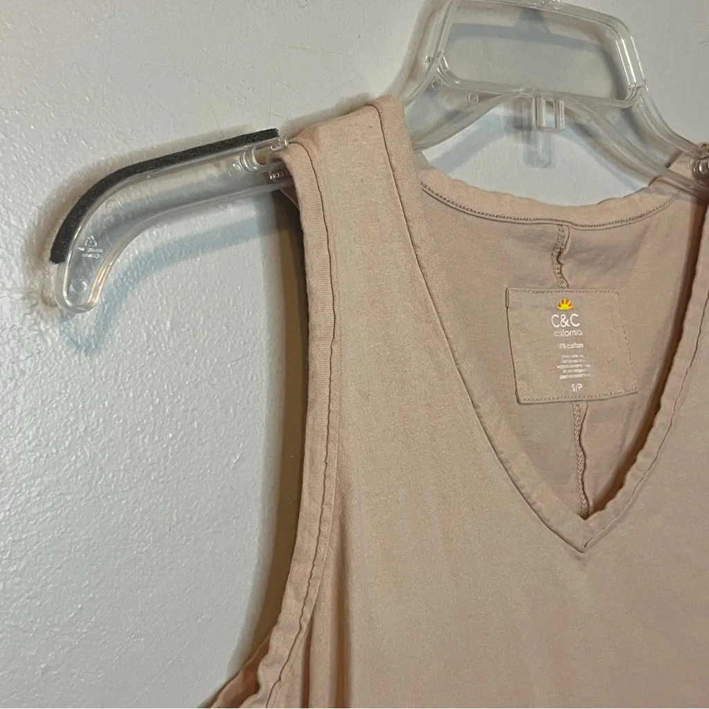 C&C California Light Beige V-Neck Tank Top - Image 3