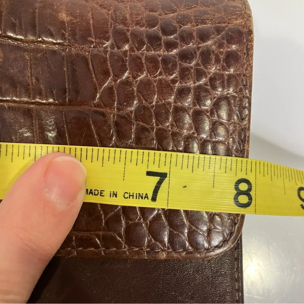 Brighton‎ croc embossed leather clutch brown 8” x 5.75” - Image 9