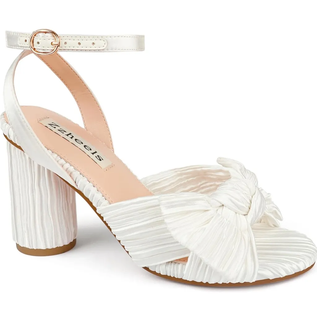 Chic White Pleated Heels by [Brand] Size 10 - Image 5