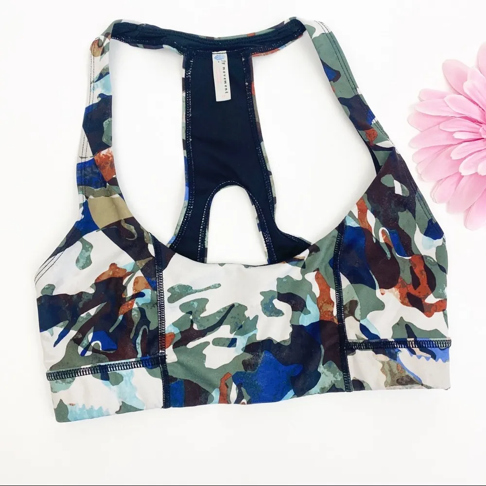 Free People Movement Daybreak Active Athletic Sports Bra: Abstract Camo Print - Image 2
