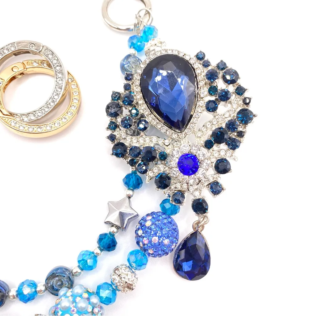 💙Luxury Bag/Phone Chain Charm/Keychain Sparkly Rhinestone Brooch & Crystal Beads - Image 12
