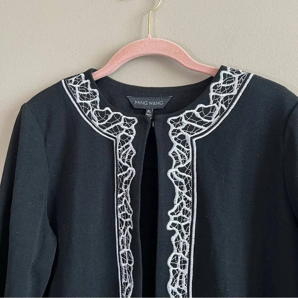 ✨ Ming Wang Women’s Black White Cardigan Sweater PL - Image 2