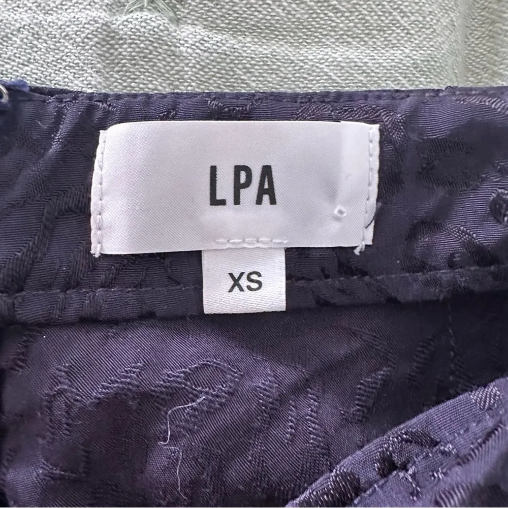 LPA Revolve Navy Blue Leopard Print Embellished Wrap Skirt Size XS - Image 3