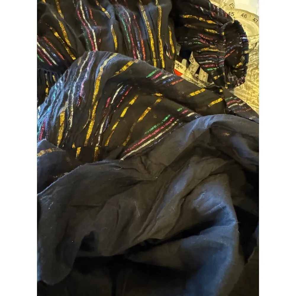 Apiece Apart Dress Women 4 Black Metallic‎ Rainbow Stripe Camellia Midi Party - Image 13