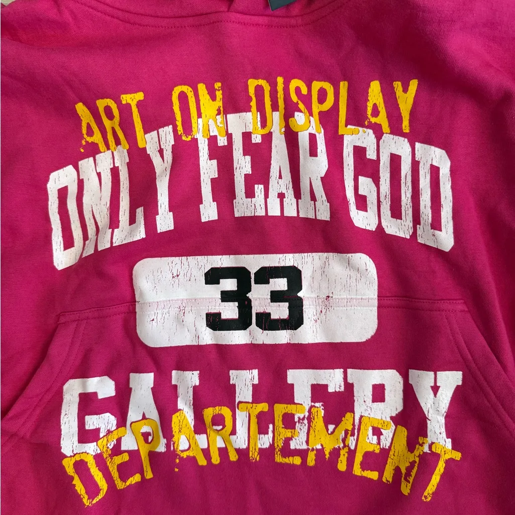 Only Fear God Pink Graphic Hoodie Pink Large NWT - Image 2