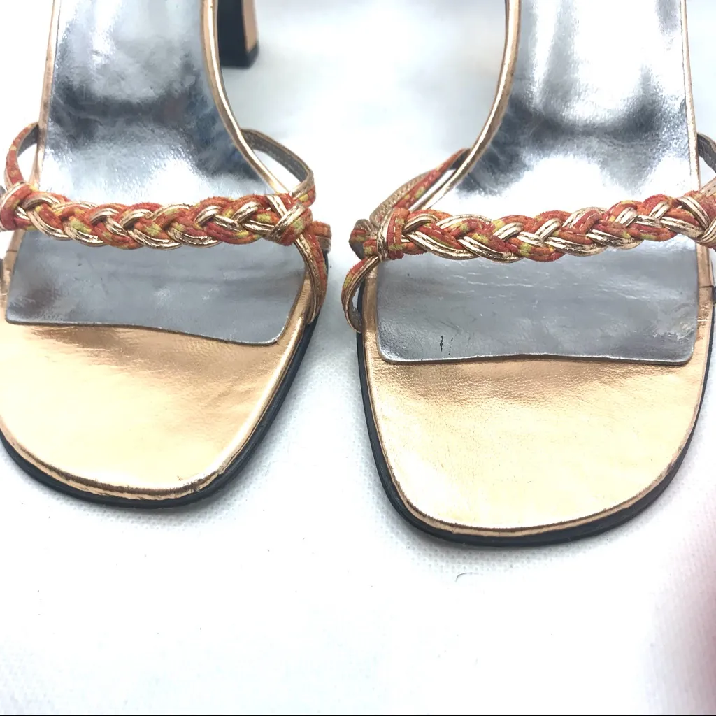 VINTAGE 1990'S RICHARD TYLER COPPER & GOLD BRAIDED LEATHER PUMPS (7M) Size 7 - Image 10