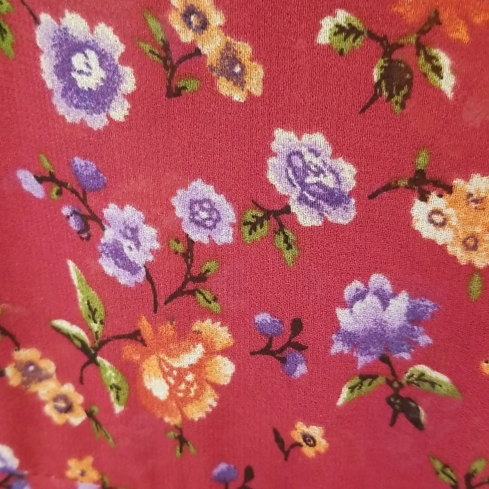 💕REFORMATION💕 Maroon Floral Print Maxi Dress V-Neck Flutter Sleeves Chiffon - Image 6