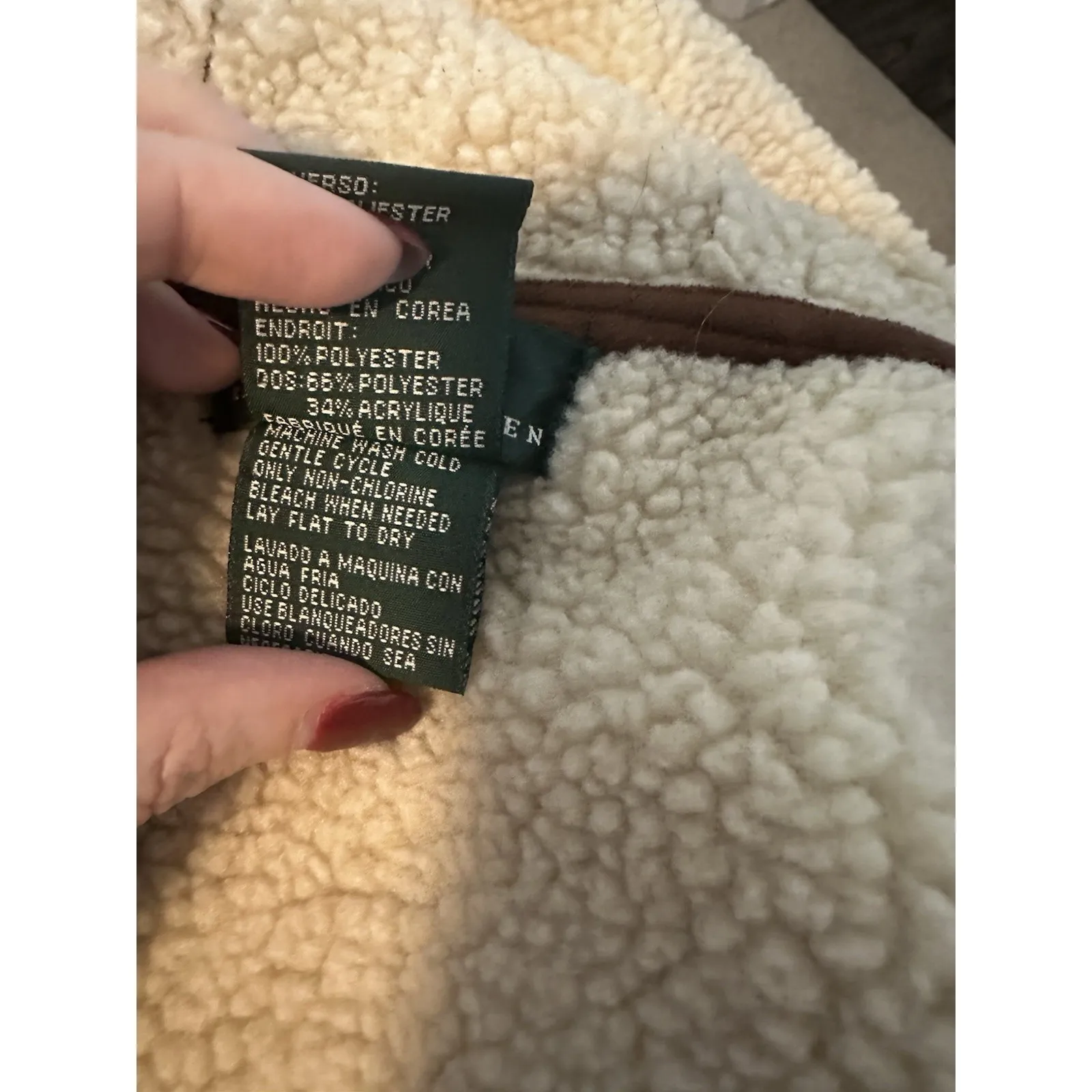 Vintage Lauren Ralph Lauren Brown Suede Sherpa Vest L Western Boho Gorpcore - Image 5