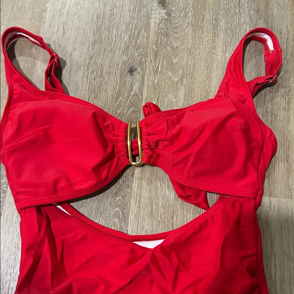 NWT women’s red sexy cut out one piece bathing suit - Image 2