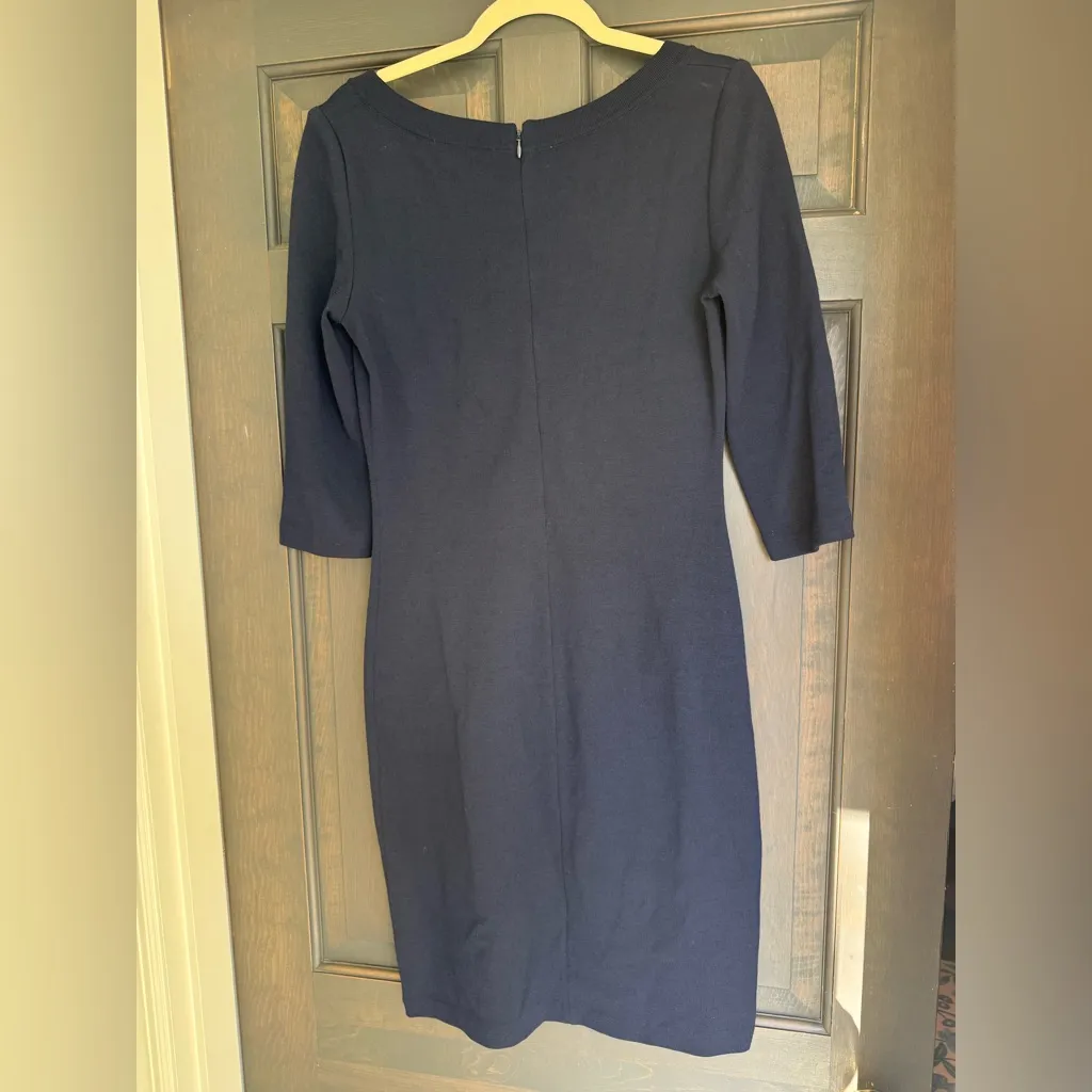 St. John Women's Navy Blue Dress Size 6 Wool Blend Winter Classic Comfy Zipper - Image 5