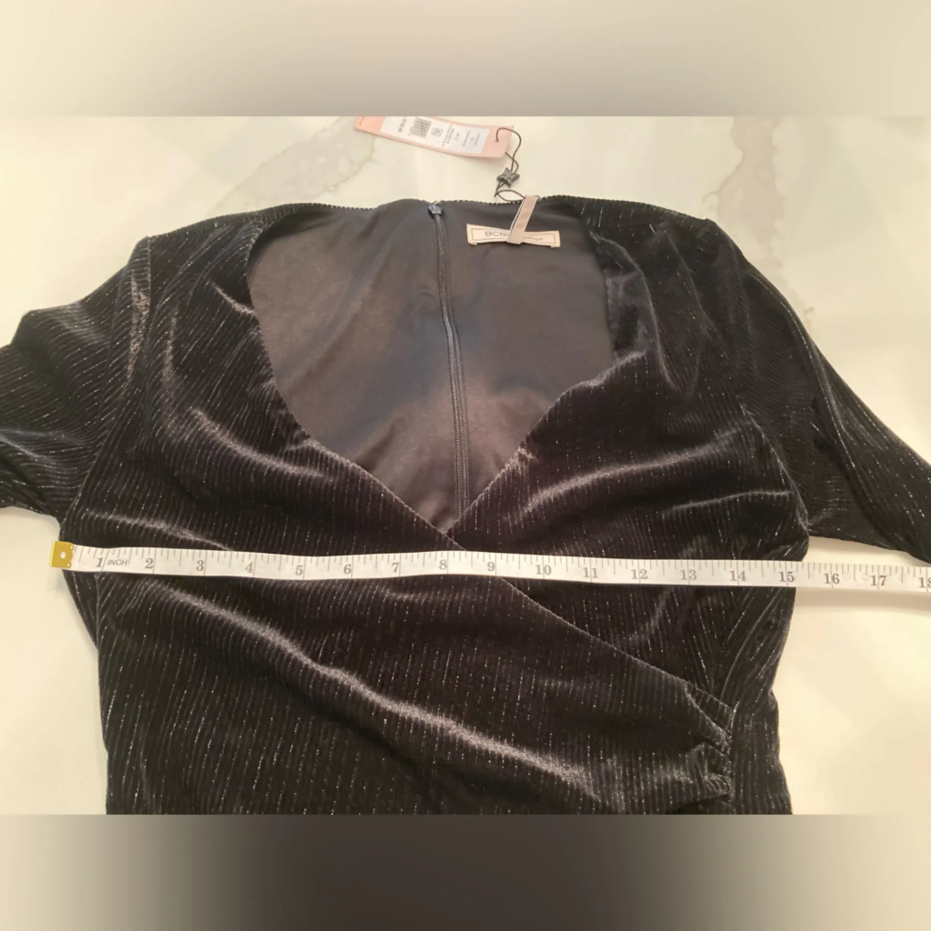 Black Sparkle Long Sleeve Dress New - Image 6