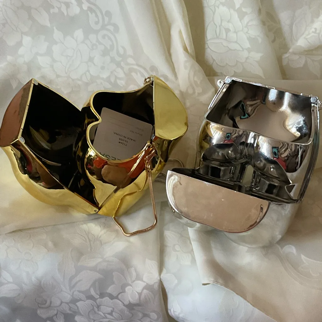 Caleesa Gold AND Silver Metallic Bags in the Image of a Lower Torso, NWOT - Image 5