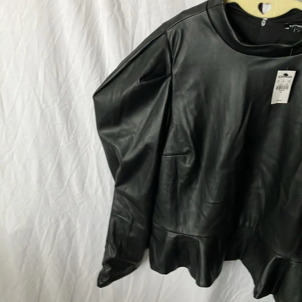 Express: Black Soft Faux Leather Moto style long sleeve Top- Soft- XL - Image 7
