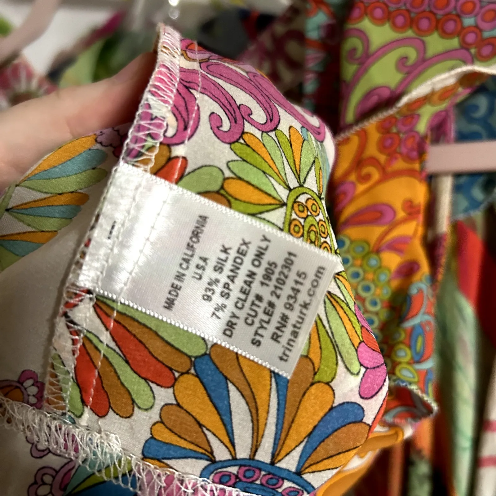 Trina Turk Paisley Reef Blouse Womens Size Brights Pink Blue Yellow - Image 11