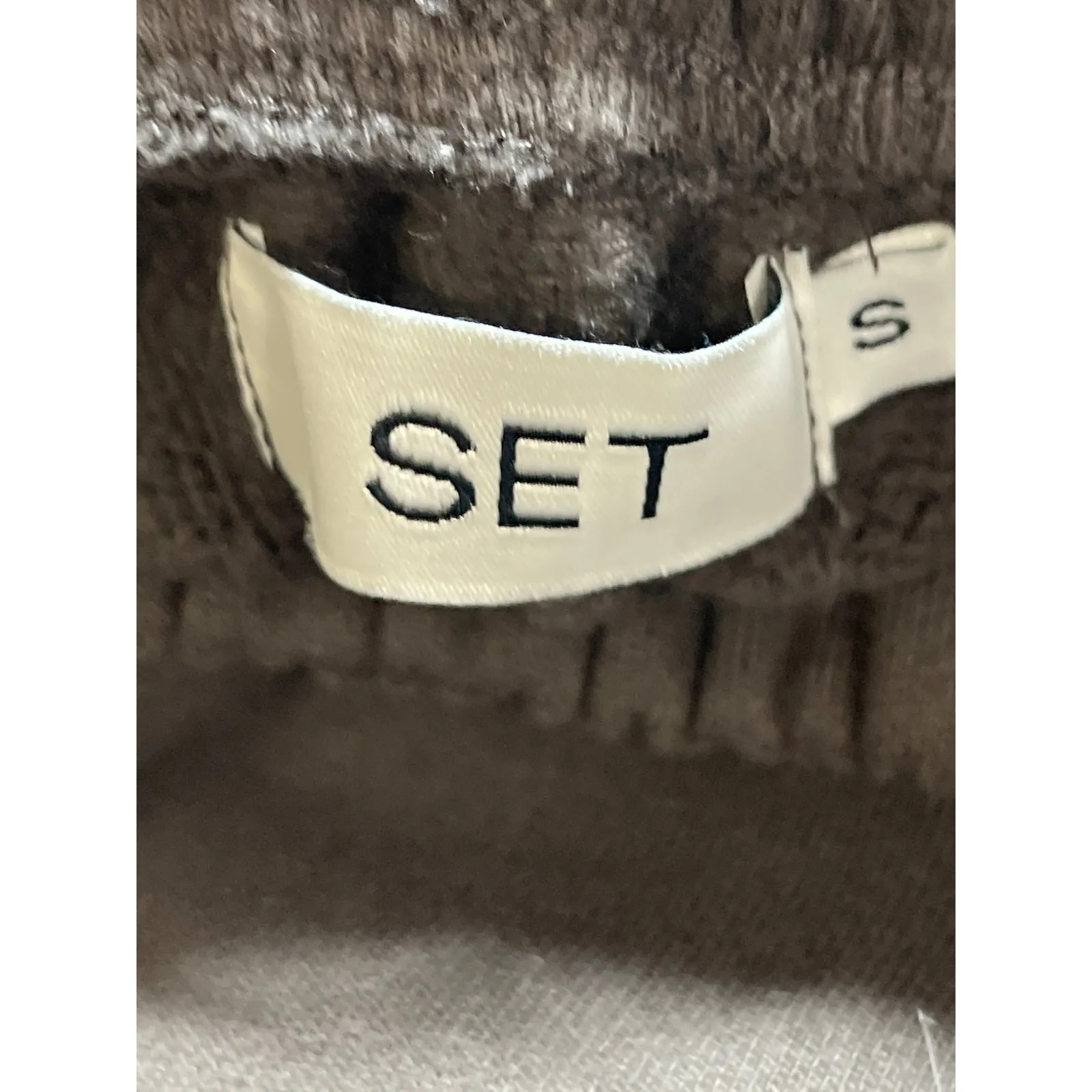 Set Active Women's Brown Drawstring High Rise Tapered Athletic Trousers Pants S - Image 4