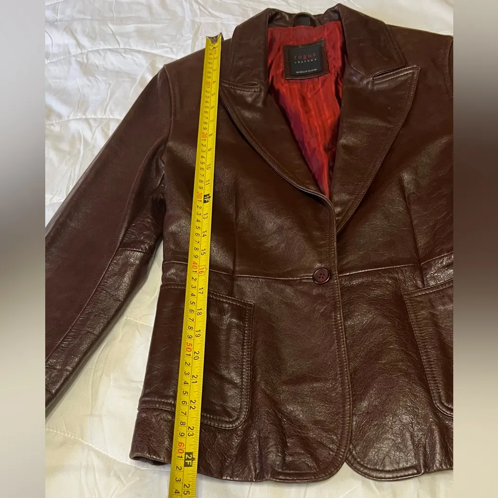 Rogue Dark Brown Leather Jacket Size M - Image 2