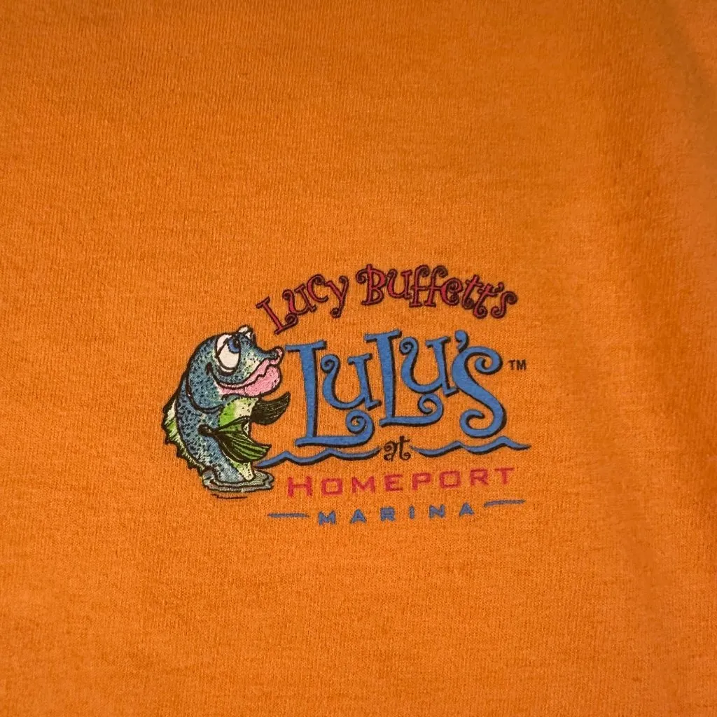 Lulu's Gulf Shores AL Large Gildan Orange Short‎ Sleeve Crew Neck Graphic Tee - Image 3