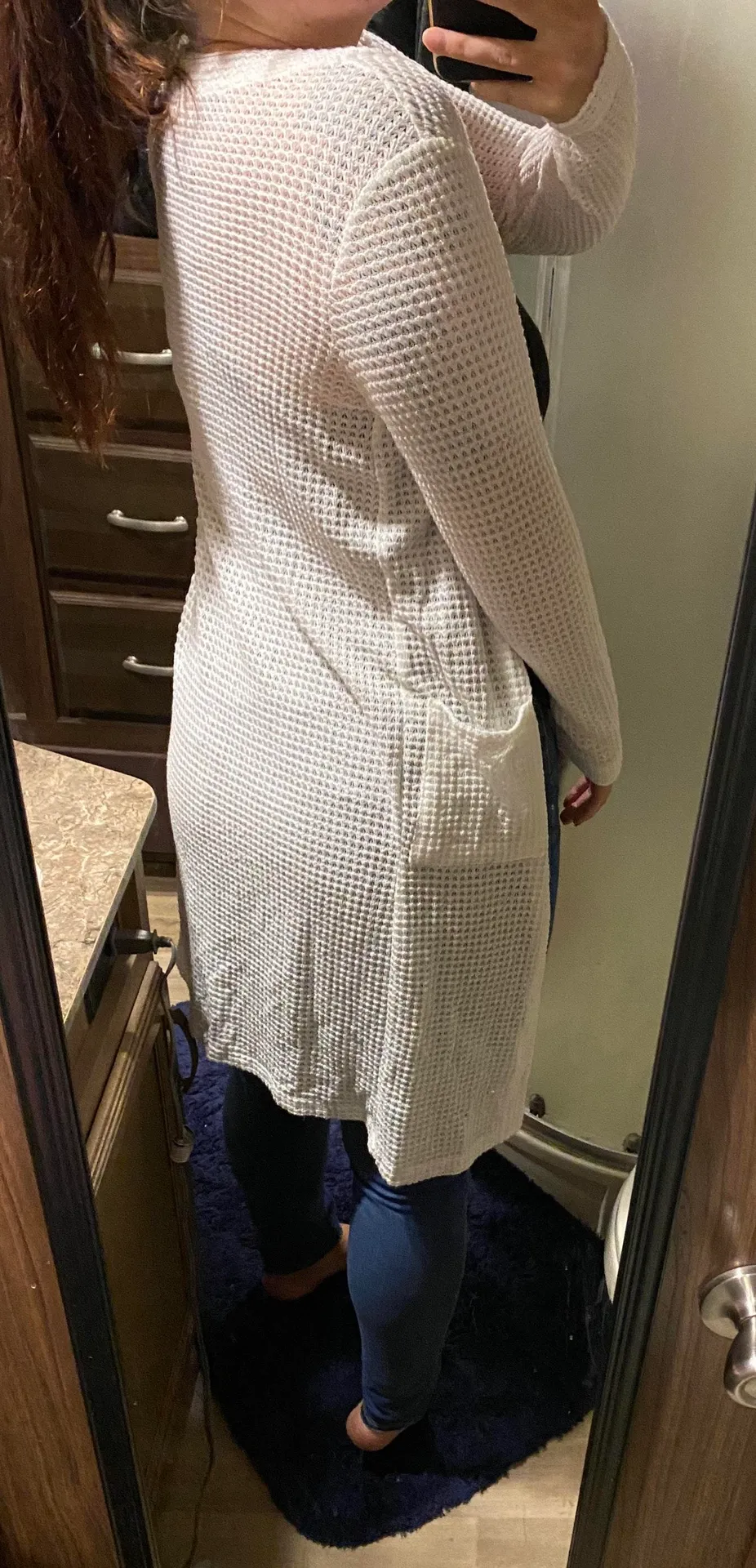 Boutique White Waffle Cardigan - Image 3