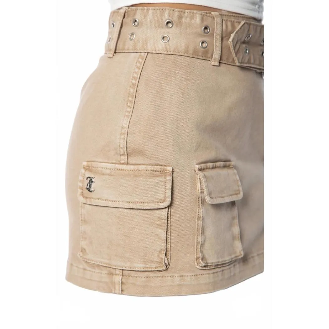 Juicy Couture Cargo Mini Skirt with Belt Nomad Brown Tan NWT Size 26 - Image 3
