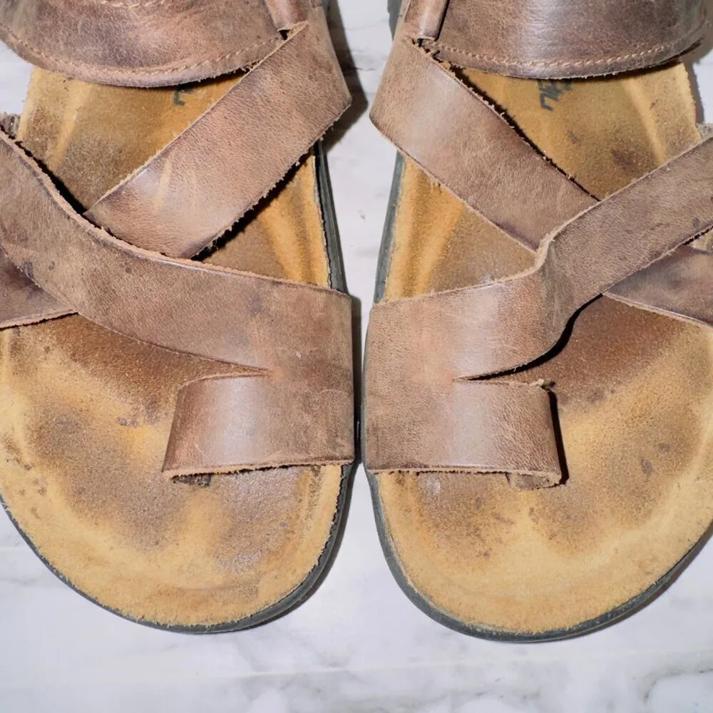 Naot Women's Brown Leather Strappy Toe Loop Slip On Slide Sandals size EUR 35 - Image 3