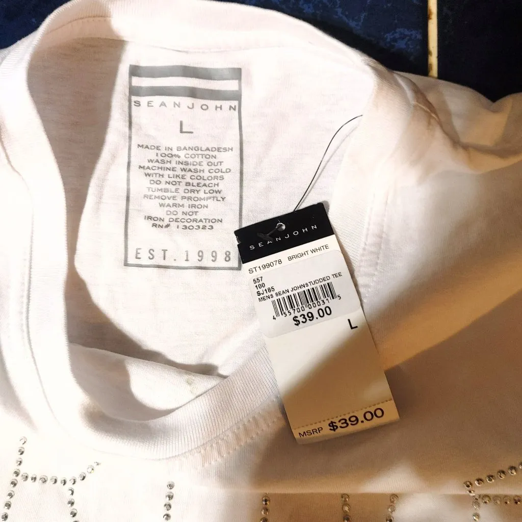 Diddy Sean John Combs White Shirt Size Large Prove Them Wrong Rhinestone Design - Image 6