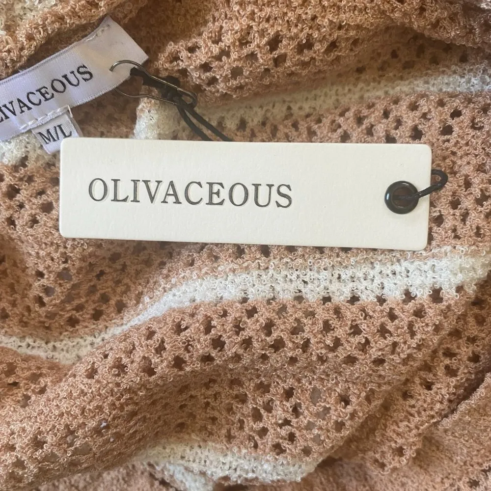 Olivaceous size M/L sleeveless hooded dusty rose and white striped coverup - Image 10