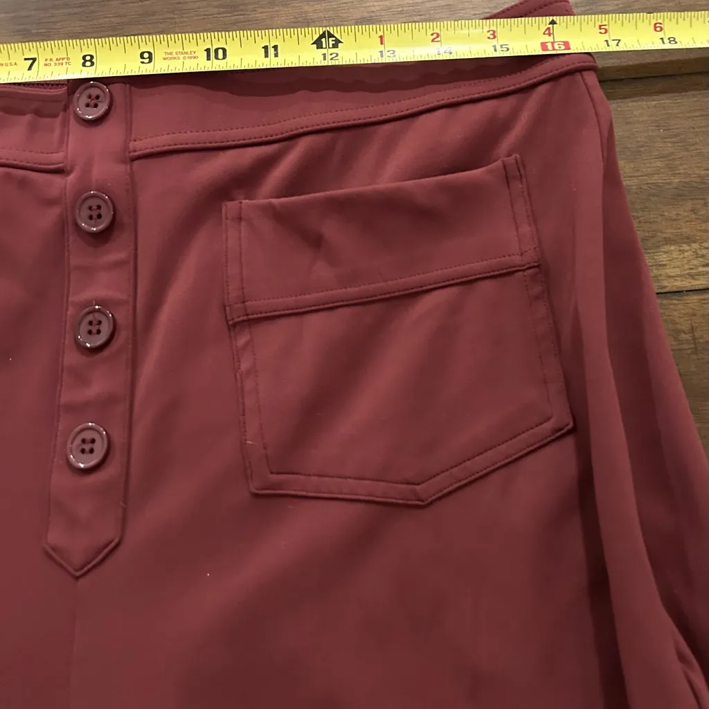 Halara Red Mahogany DayStretch High Waisted Pockets Straight Leg Pants Size XL - Image 9
