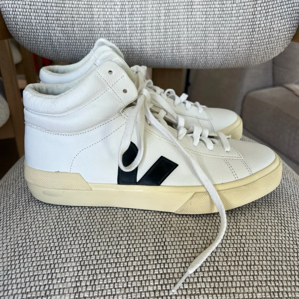Veja Minotaur High Top Sneakers in Black and White - Image 4