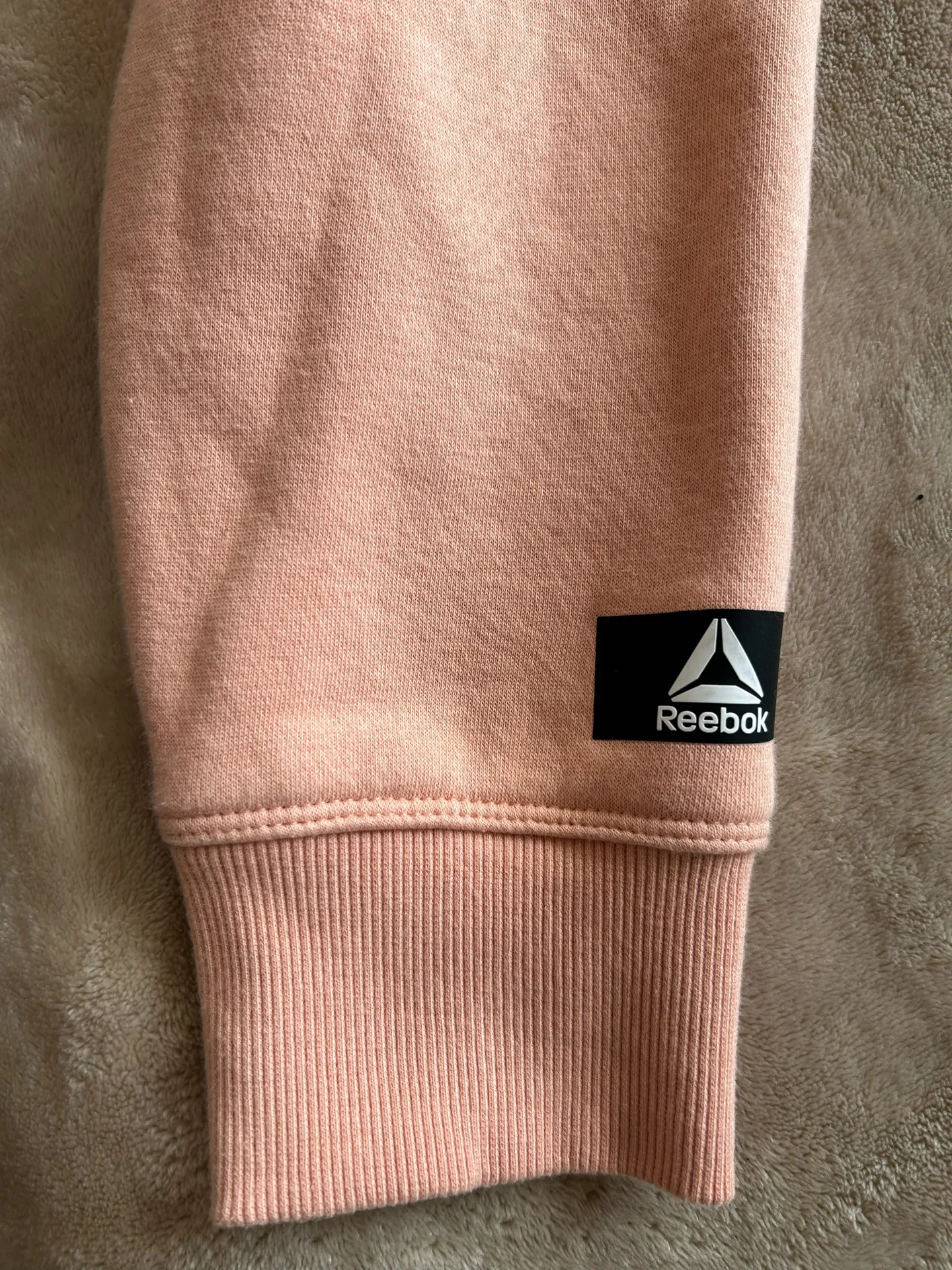 Reebok XXL Peach Embossed Logo Pullover Hoodie - Soft Fleece Cotton Blend Sweatshirt - Image 3