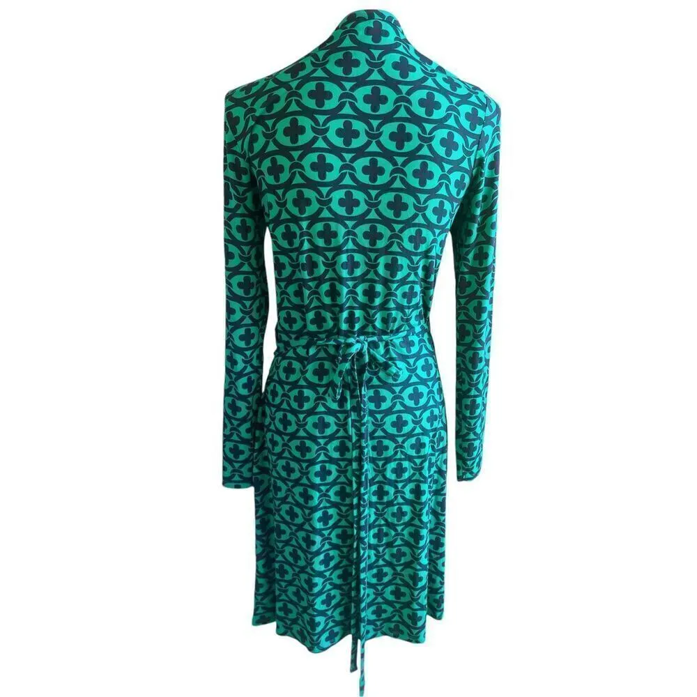 Boden Celtic Wrap Dress Green Jersey Knit U.S.10P Long sleeves - Image 2