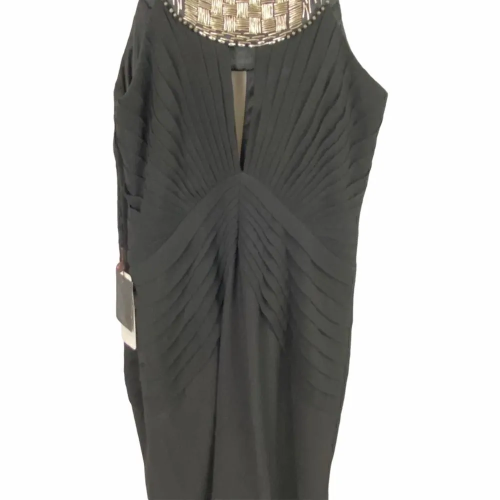 Sue Wong Black Beaded Sleeveless Cocktail Dress Size 6 - Image 4