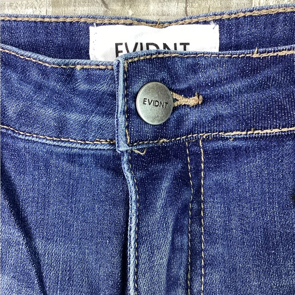 EVIDNT Los Angeles Size 28 Straight Leg Asymmetrical Cut Raw Hem Blue Denim Jean - Image 9