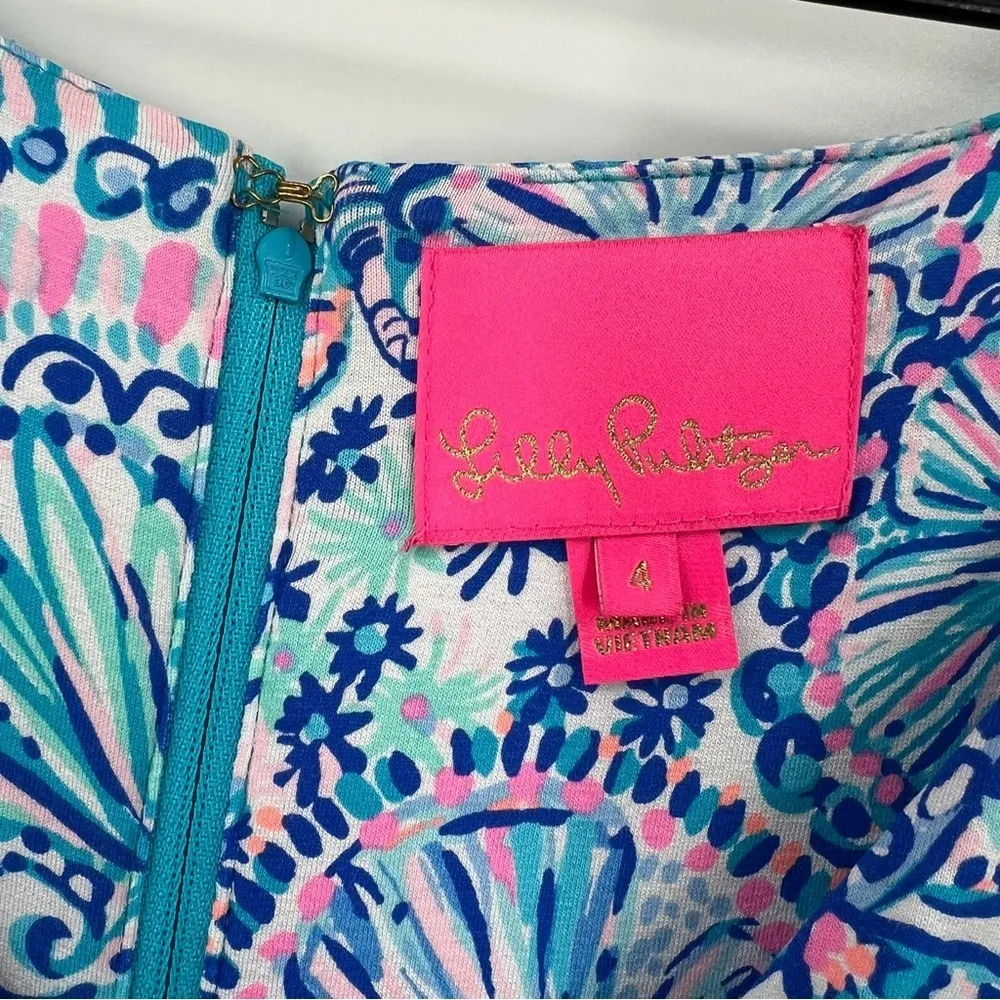 Lilly Pulitzer Minka Sleeved Maxi Blue Grotto Commotion In The Ocean - Image 5