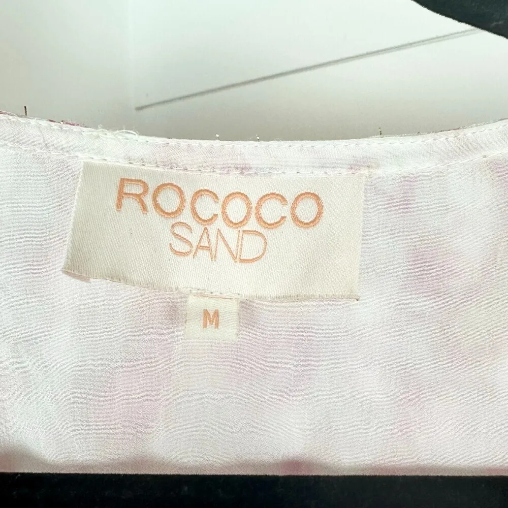 Rococo Sand Candy Blouse Pink Paisley Metallic Long Sleeve Size Medium - Image 11