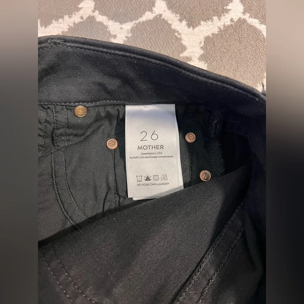 MOTHER Black Ankle Looker Ankle Fray Blackbird Jeans designer quality premium Size 26 - Image 10