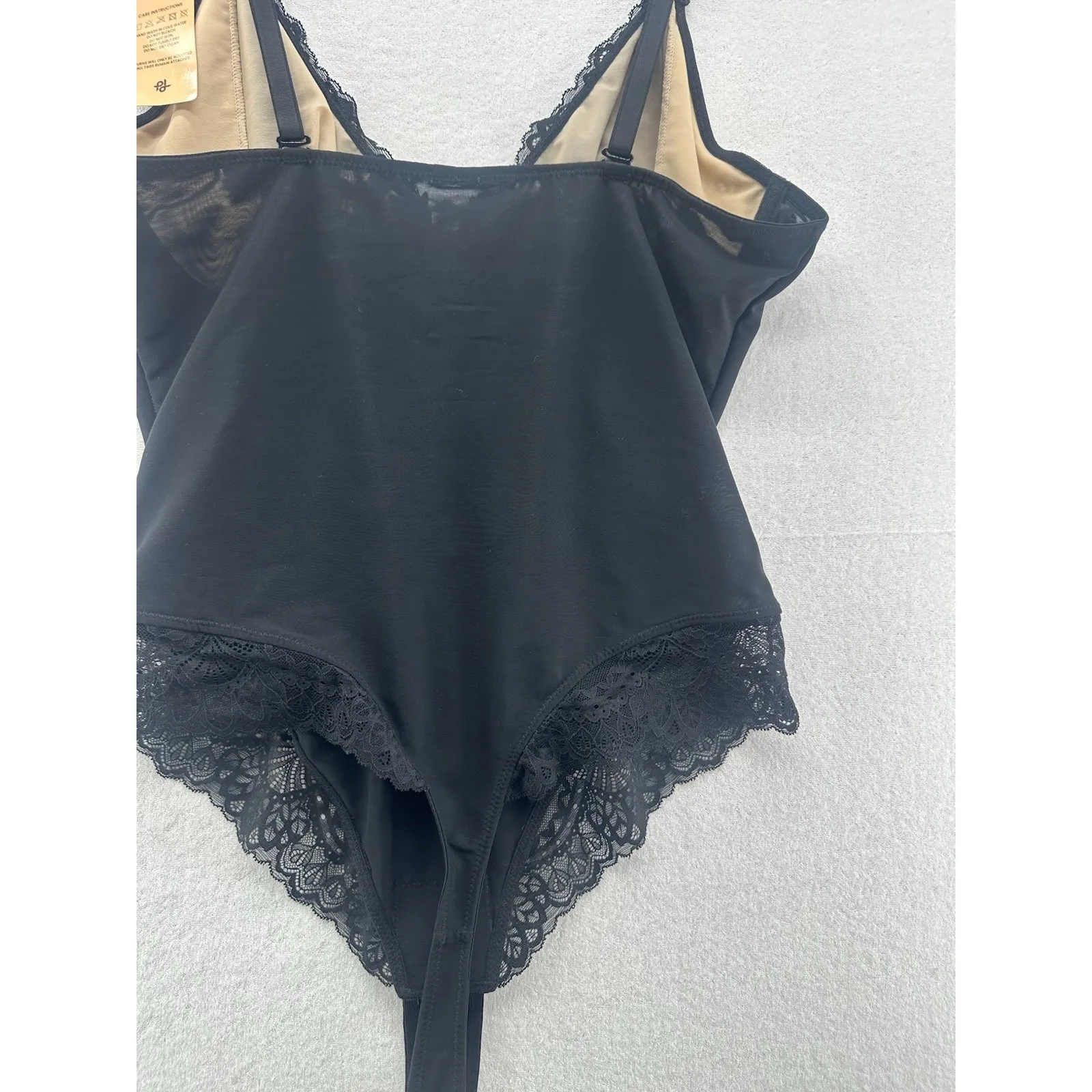 Popilush Lace Shapewear Bodysuit Tummy Control Corset Tops V Neck Thong Sz XL Black - Image 9