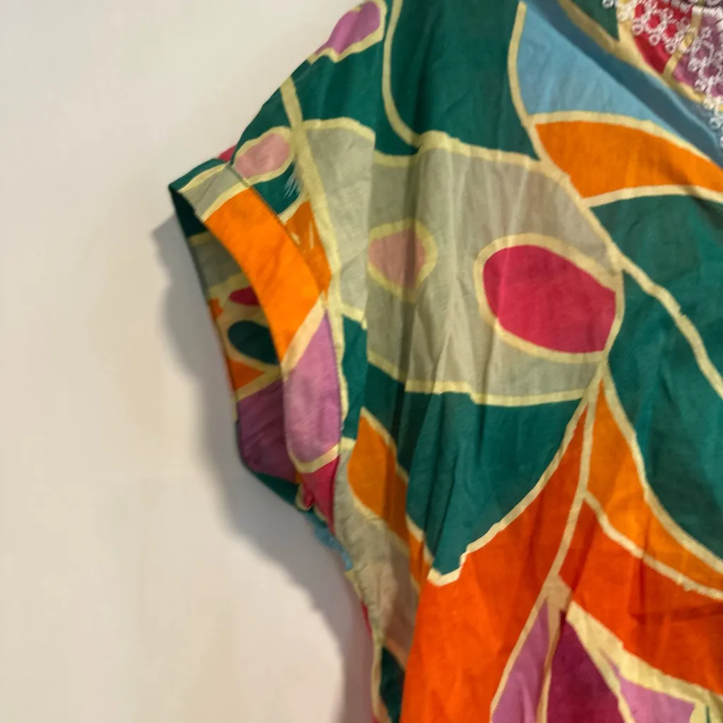 Christian Siriano Women’s z: M Bold Geometric Multicolored Embroidered Print Top Red Size M - Image 7