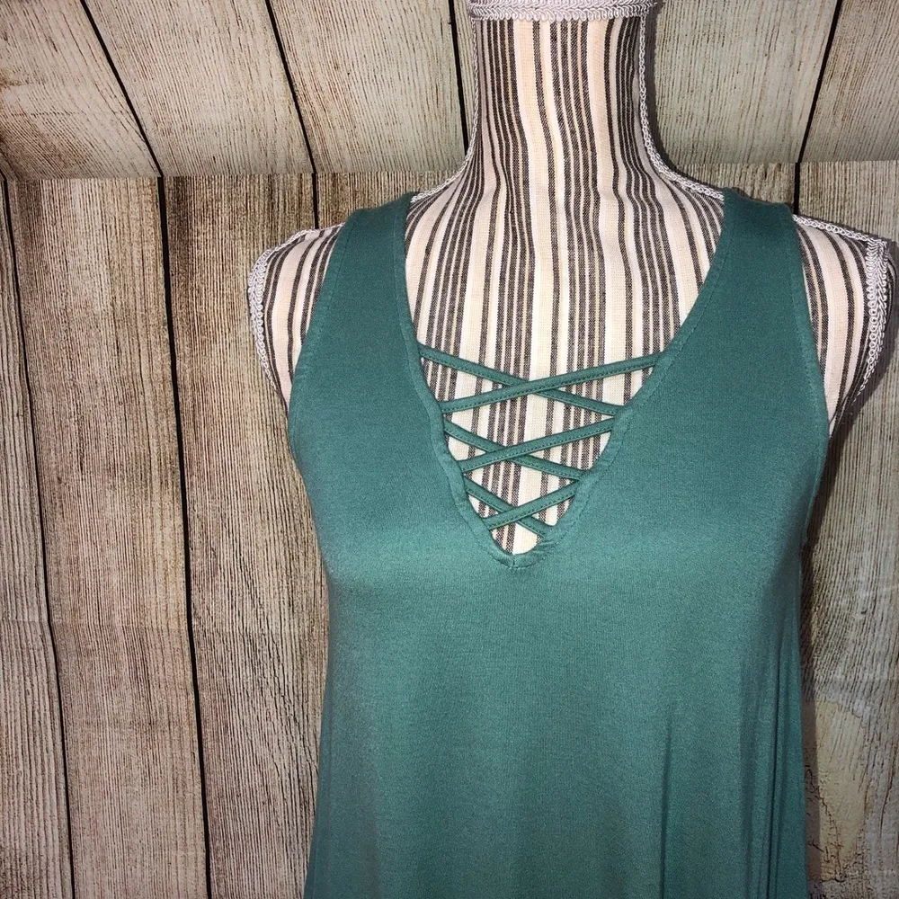 Forever 21 Green Casual Summer XS Dress Flowy Beachy - Image 3