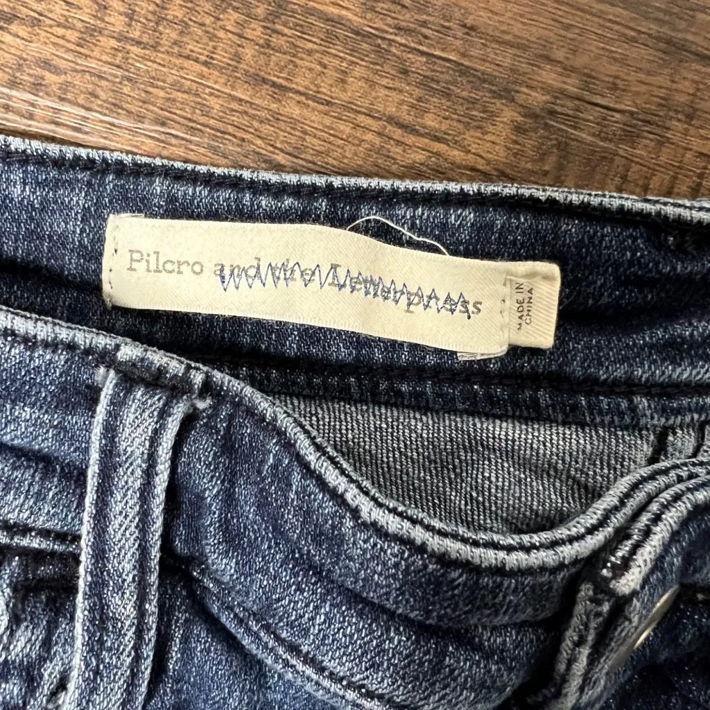 Pilcro Slim‎ Boyfriend Jean Shorts Size 32 Waist Embroidered Boho 6" Inseam - Image 2