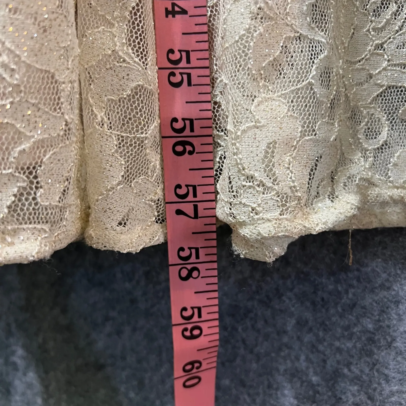 Nightway Glitter Lace Halter Keyhole Dress 4P‎ Evening Gown Mermaid Wedding Prom Tan - Image 5