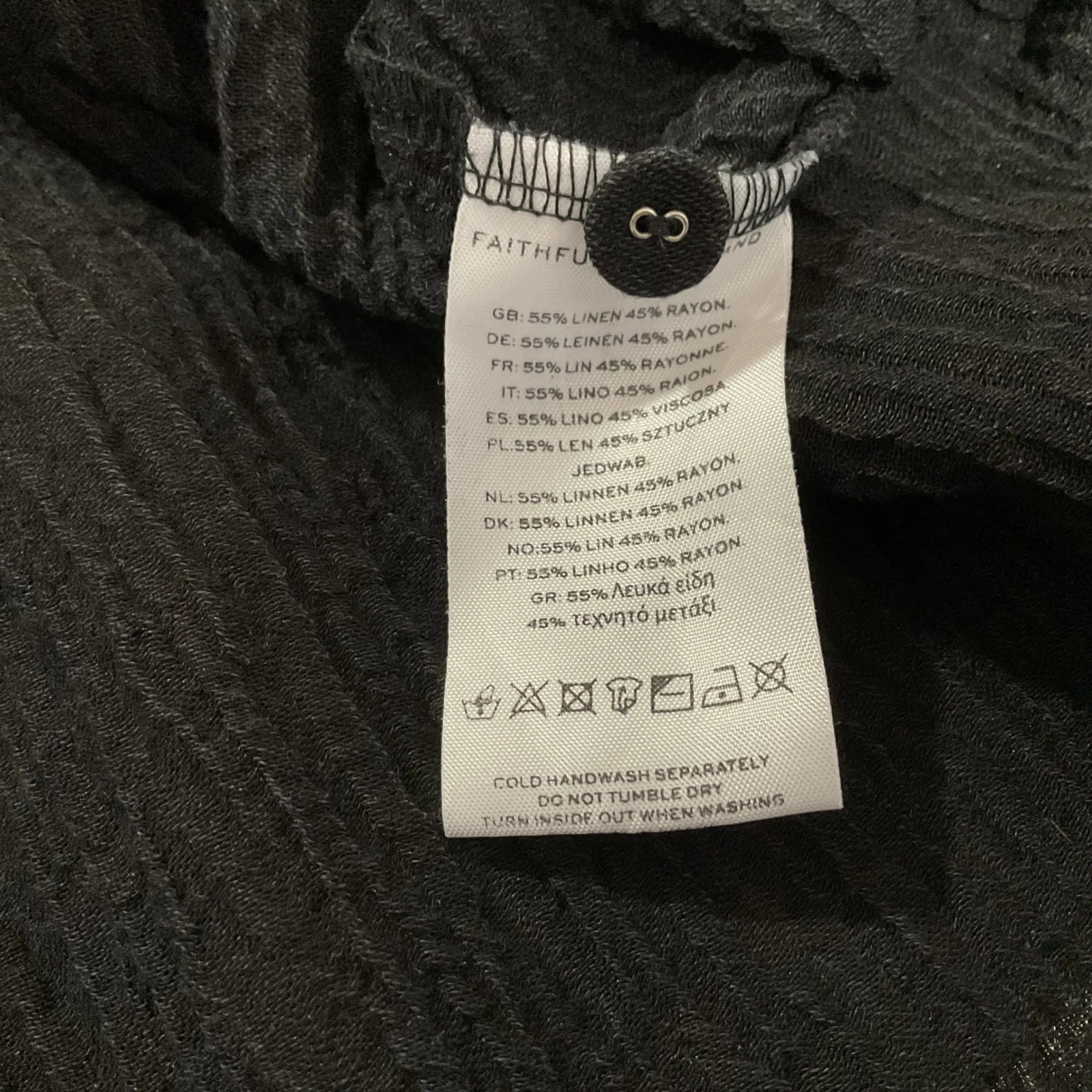 FAITHFULL THE BRAND Black Linen Gauze  Button Up Shirt Womens 2 - Image 4