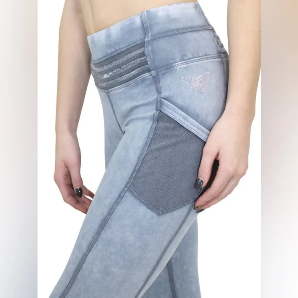 Marc Defang Vintage Mineral Wash Mesh Pocket 7/8 Leggings Women’s Size Sm Gray - Image 3