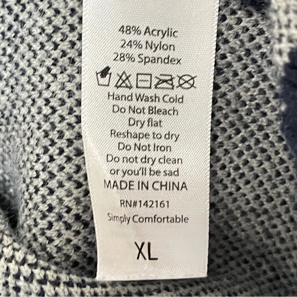 LULA ROE Navy & Gray Checkered Balloon Sleeve Crewneck Sweater, XL - Image 8