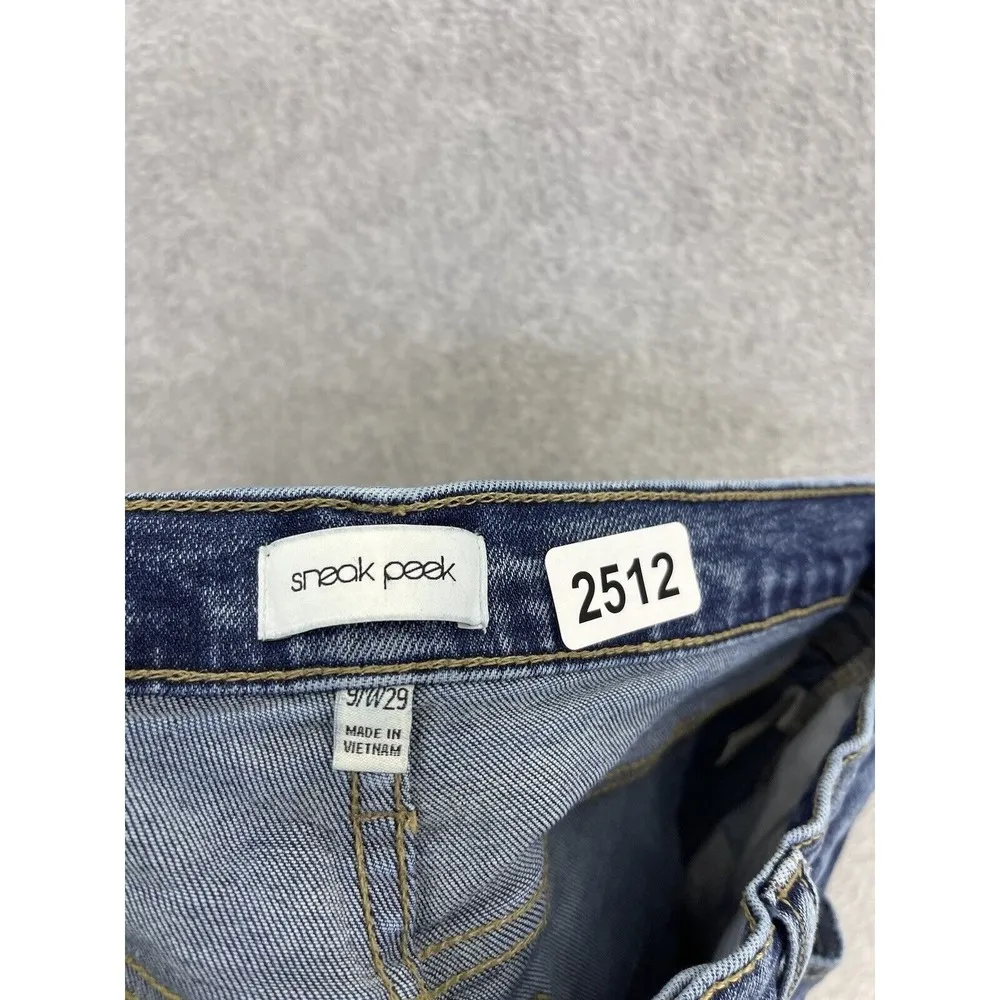 Sneak Peek Women's Blue Denim Jean Shorts Cut Off Size 9 Waist 29 Distressed - Image 5