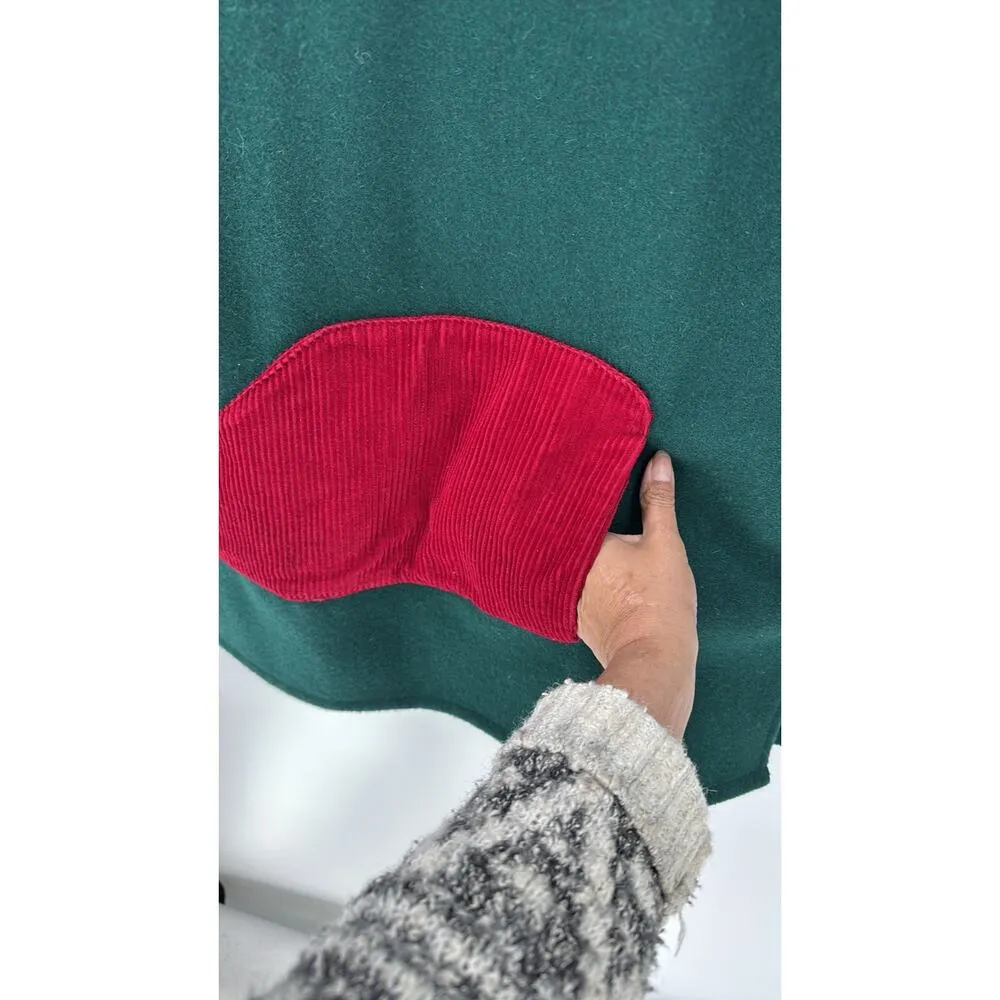 Vintage Sea Shell Designs Canada green wool red corduroy whale pocket size XL - Image 4