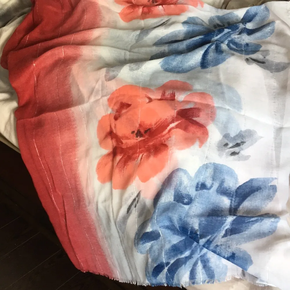 New Sheer Large Floral sequined Scarf Wrap Sheer - Image 4