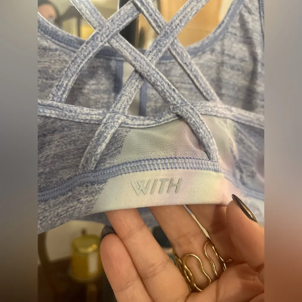 Peloton WITH Women's Strappy Sports Bra - Blue and Pink Logo Mesh Sz M - Image 6