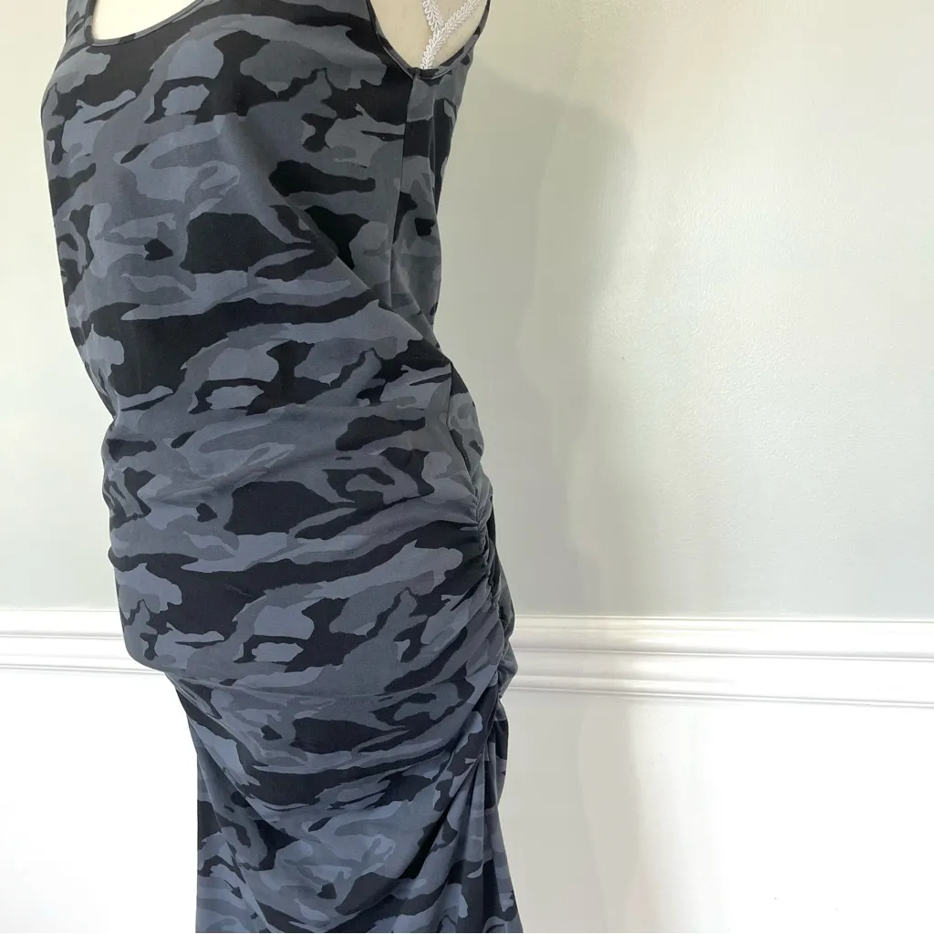 Monrow x Revolve Gray Camo Shirred Tank Midi Dress Medium - Image 6