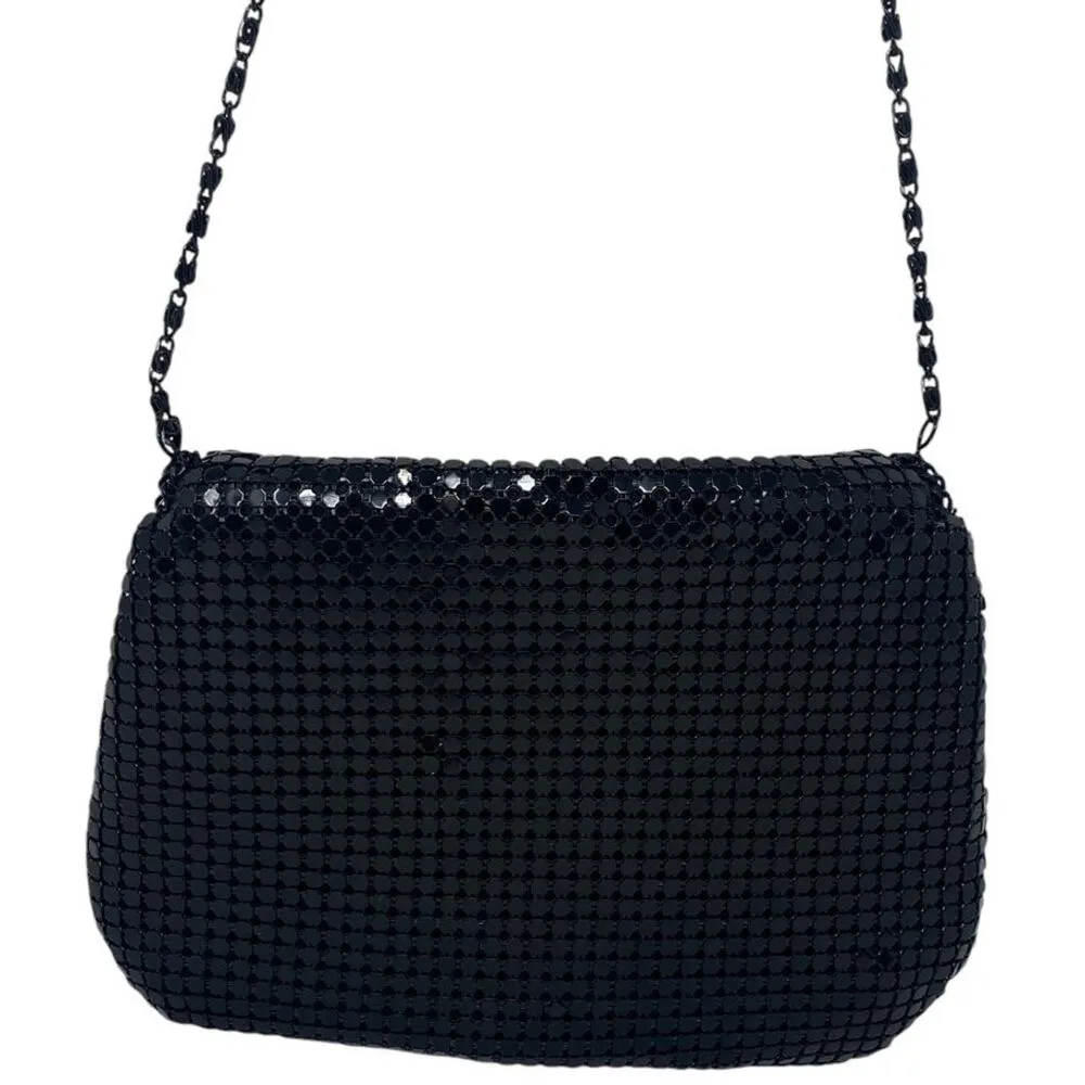 Vintage Black Metal Mesh Shoulder Bag Clutch Crossbody Purse with Chain Strap - Image 2