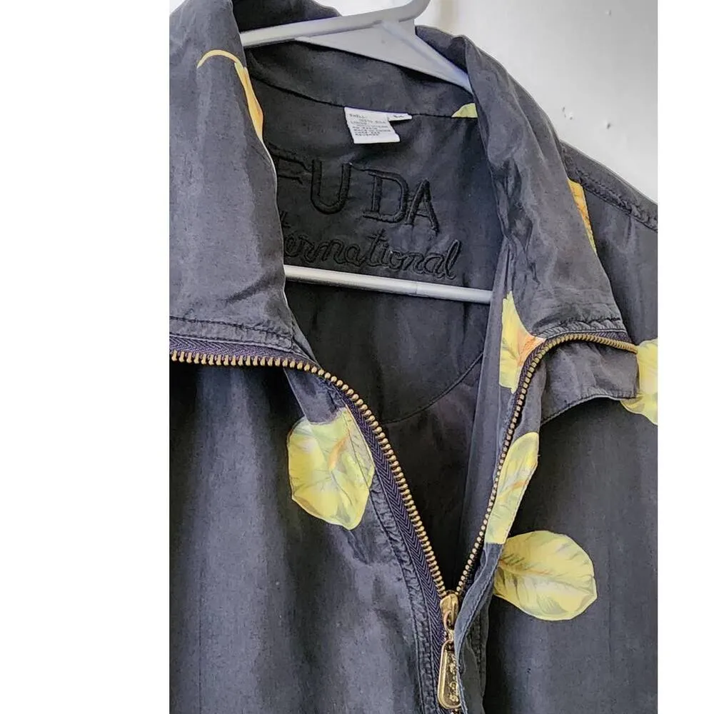 FUDA International Vintage Silk Full Zip Jacket w/ Pockets Medium Black - Image 6